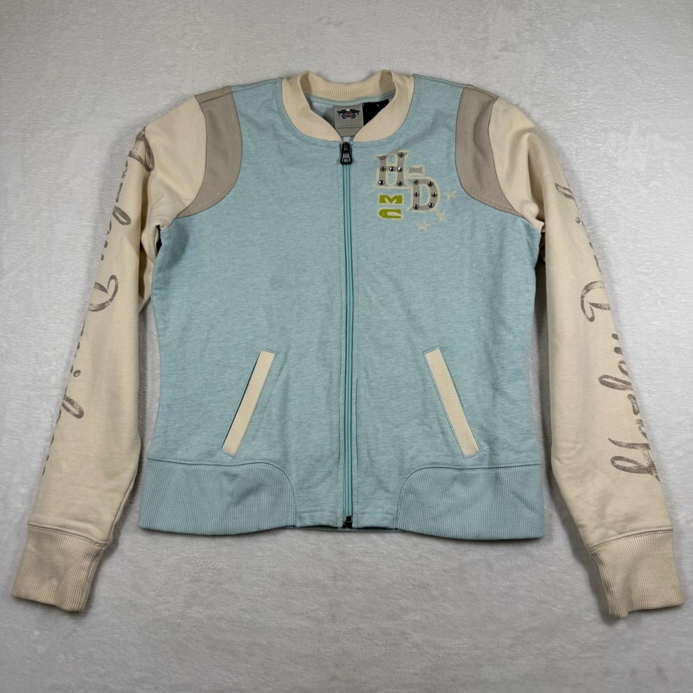 Harley-Davidson Womens Blue Rhinestone Full Zip Track Jacket 96339-15VW Medium